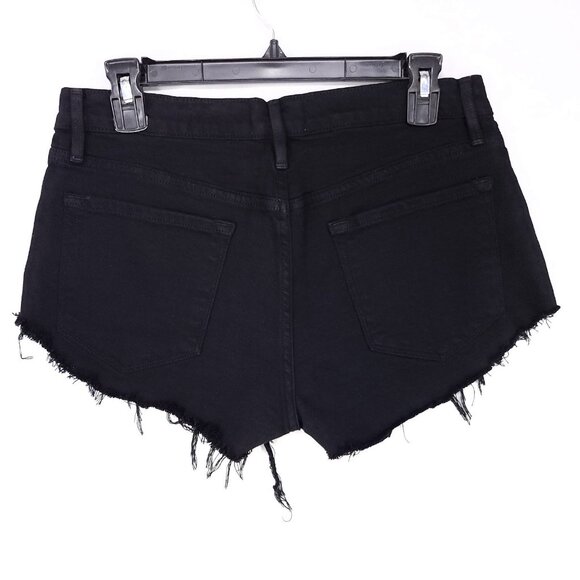 Frame Le Cut Off Shorts Women 26 Raw Hem Distressed Black Denim Ho Pants - Picture 2 of 10
